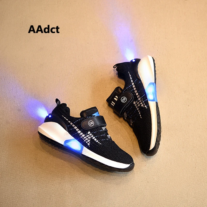 AAdct 2017 New Fashion USB led shoes kids luminous sneakers mesh knitting running children shoes for girls boys light glowing AAdct 2017 New Fashion USB led shoes kids luminous sneakers mesh knitting running children shoes for girls boys light glowing