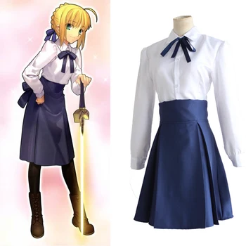 

Fate/Stay Night Saber Arturia Pendragon Cosplay Costume Sailor Suit Casual Daily Clothing