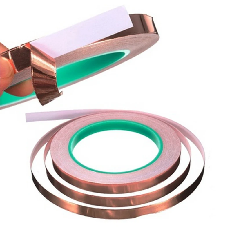 

free shipping 5pcs/lot 3mm-50MM*25m two sides conductive copper foil tape copper double faced double sided copper foil tape