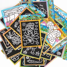 Carte de coloriage à gratter couleur 13x9.5cm, 6 pièces, papier pour scrapbooking, peinture Graffiti, livre de dessin, papeterie de bureau pour enfants, cadeau