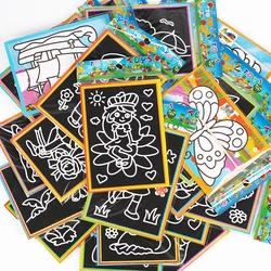 Cartão de coloração artístico, 6 peças de 13x9.5cm, arte de arranhões, raspagem de papel, livro de desenho para crianças, escritório, presente de papelaria