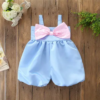 

|Cute Newborn Infant Baby Girl Romper Jumpsuit Toddler Off Shoulder Sleeveless Bowknot Cotton Lantern Trousers Summer Outfit