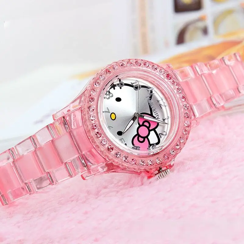 Розовый Прекрасный hello kitty для женщин часы мода мультфильм кошка девушка часы Montre Femme Rejores стразы женские часы платье силиконовые