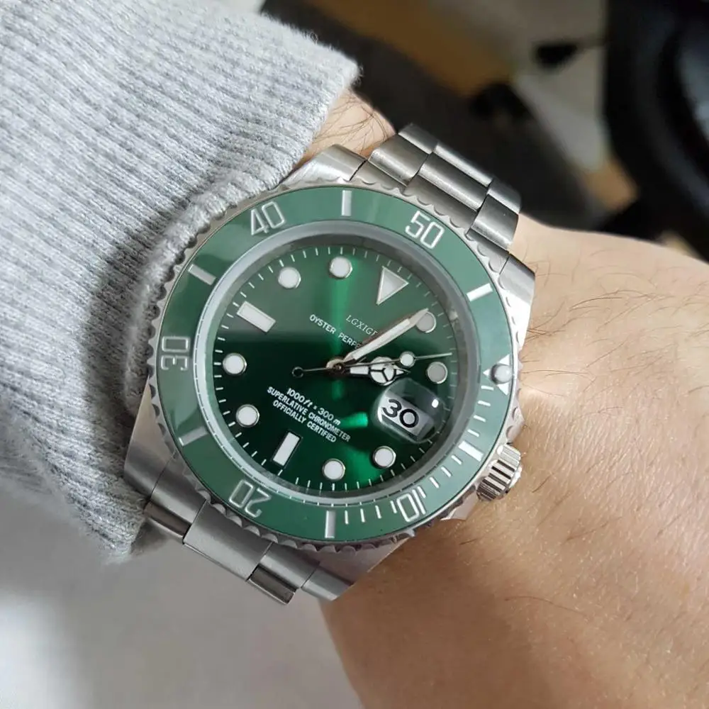 Hot Sale Waterproof Mens Watch Full Steel Green Quartz Watch Luxury Brand Fashion Submariner Watch Men Male Wrist Watch Clock