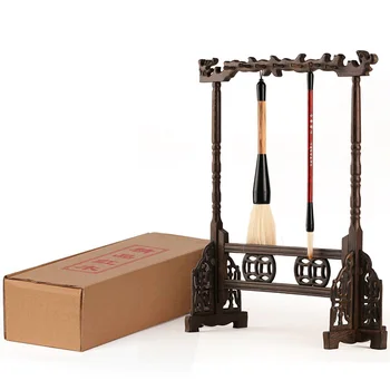 

Solid Rose Wood Large-size Calligraphy Brush Holder Antique Style Traditional Painting Writing Pen Holder Wenge Brush Rack