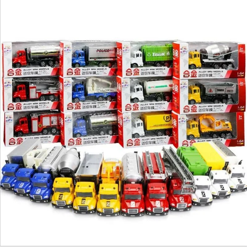 

12 styles Kids Mini Metal Car Toys Lot Vehicle Sets Educational Toys Engineering Vehicle Model for Birthday Christmas Gifts