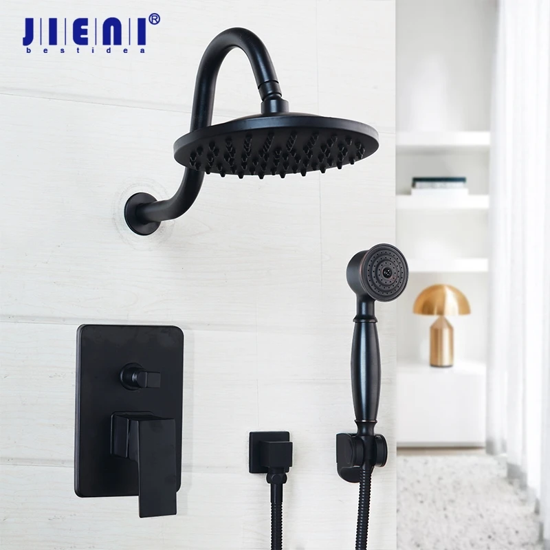 Buy 8 inch Black Round Wall Mounted Bathroom Rainfall