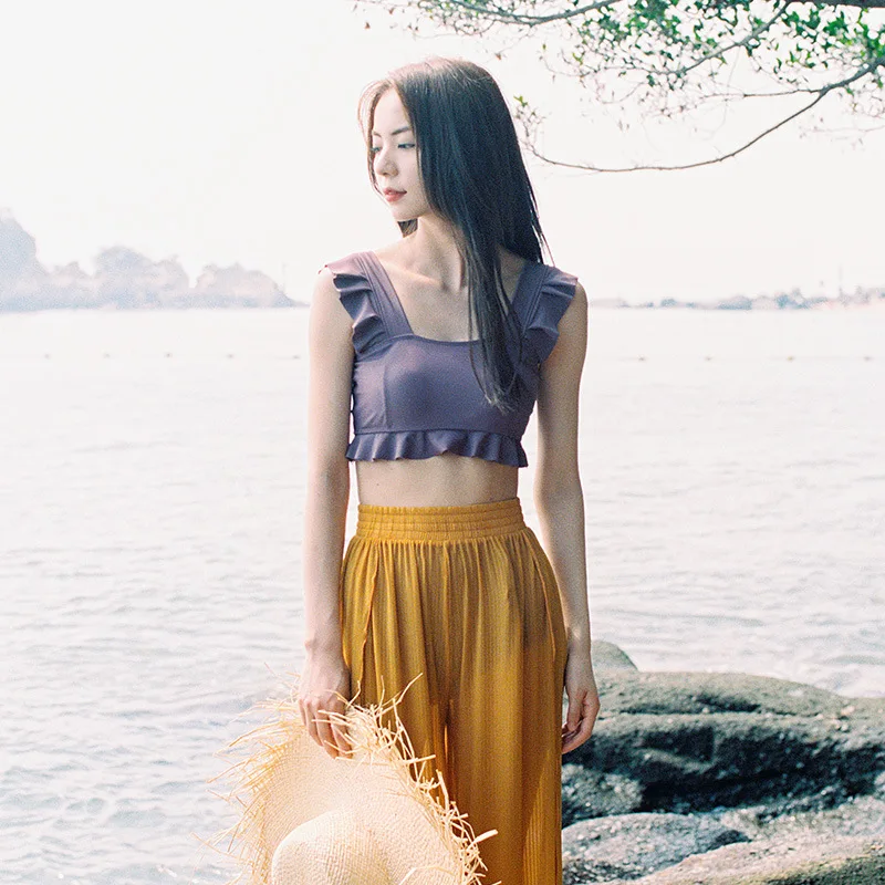 

Swimwear Large Size Swimsuit Women Bikini With Shorts Separate Swimsuits 2019 New High Waist Cover Push Up Three Piece Set Plaid