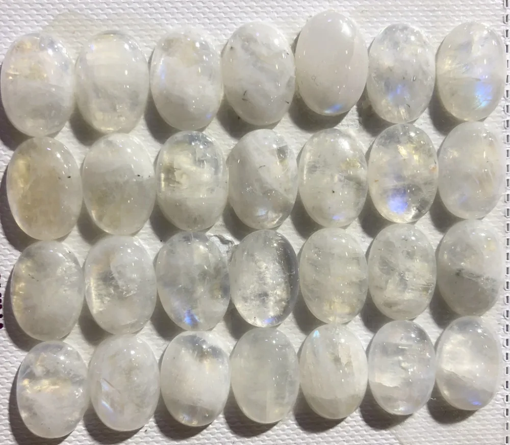 

100% Natural Rainbow Moonstone Cabochon 10x14mm Oval Gem CAB Ring Face Pendant,5piece/pack