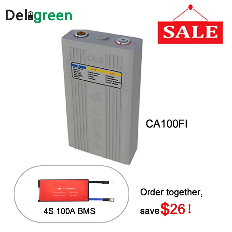 

CALB 100A CA series LIFEPO4 Battery Pack 4PCS With 4S 100A charge current BMS PCM 12V