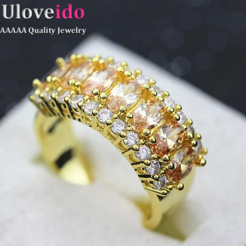 Женское кольцо Uloveido позолоченное обручальное с фианитами и