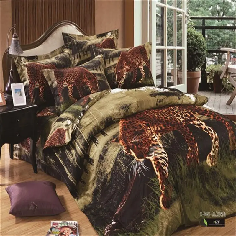 3d leopard print bedding set for full queen size bed unique jungle cheetah bed sheets