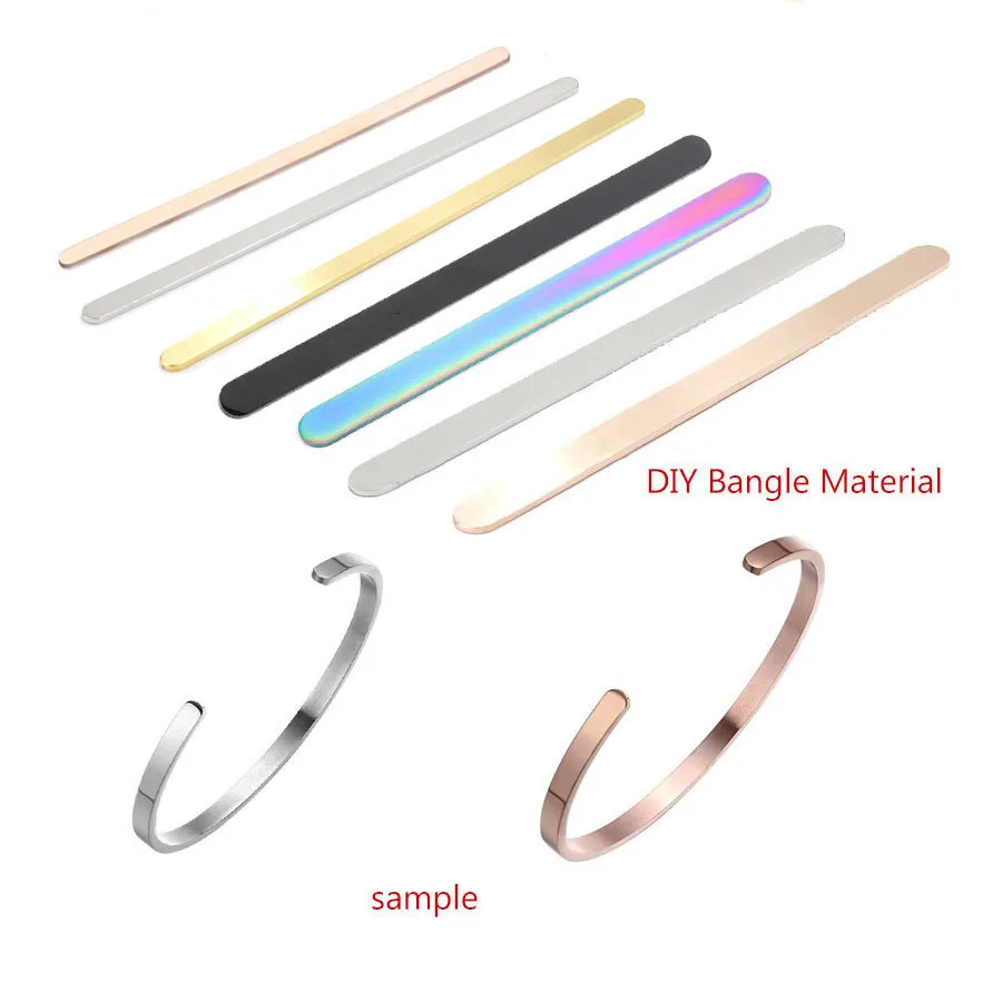 

1/8 1/4 1/2 *6in Stainless Steel Rectangle Blank Stamping Tag Charm For C Open Cuff Bangle Mirror Polished Wholesale 20pcs