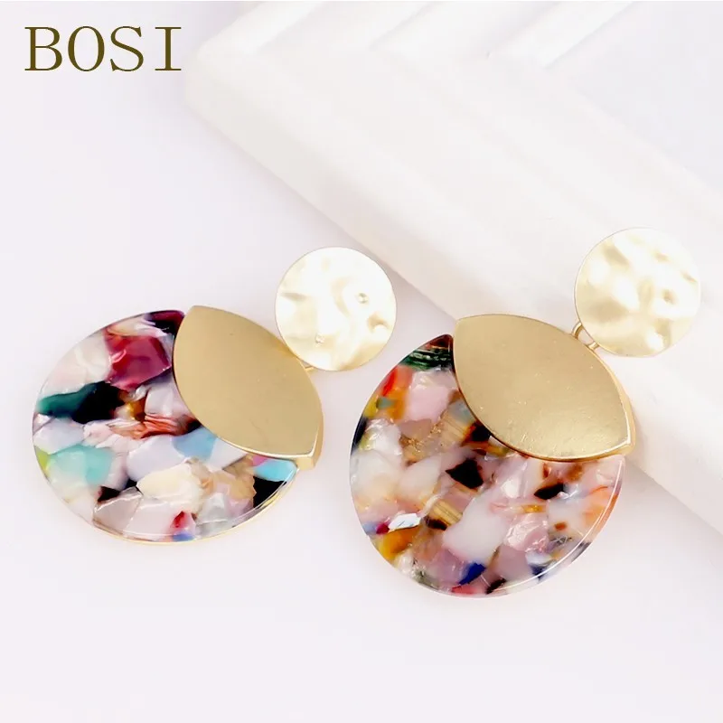 

Colorful Acetate For Women Earrings Bohemian Resin Round Gold Face Dangle Leopard African Geometric Drop Earings Hanging 2019New