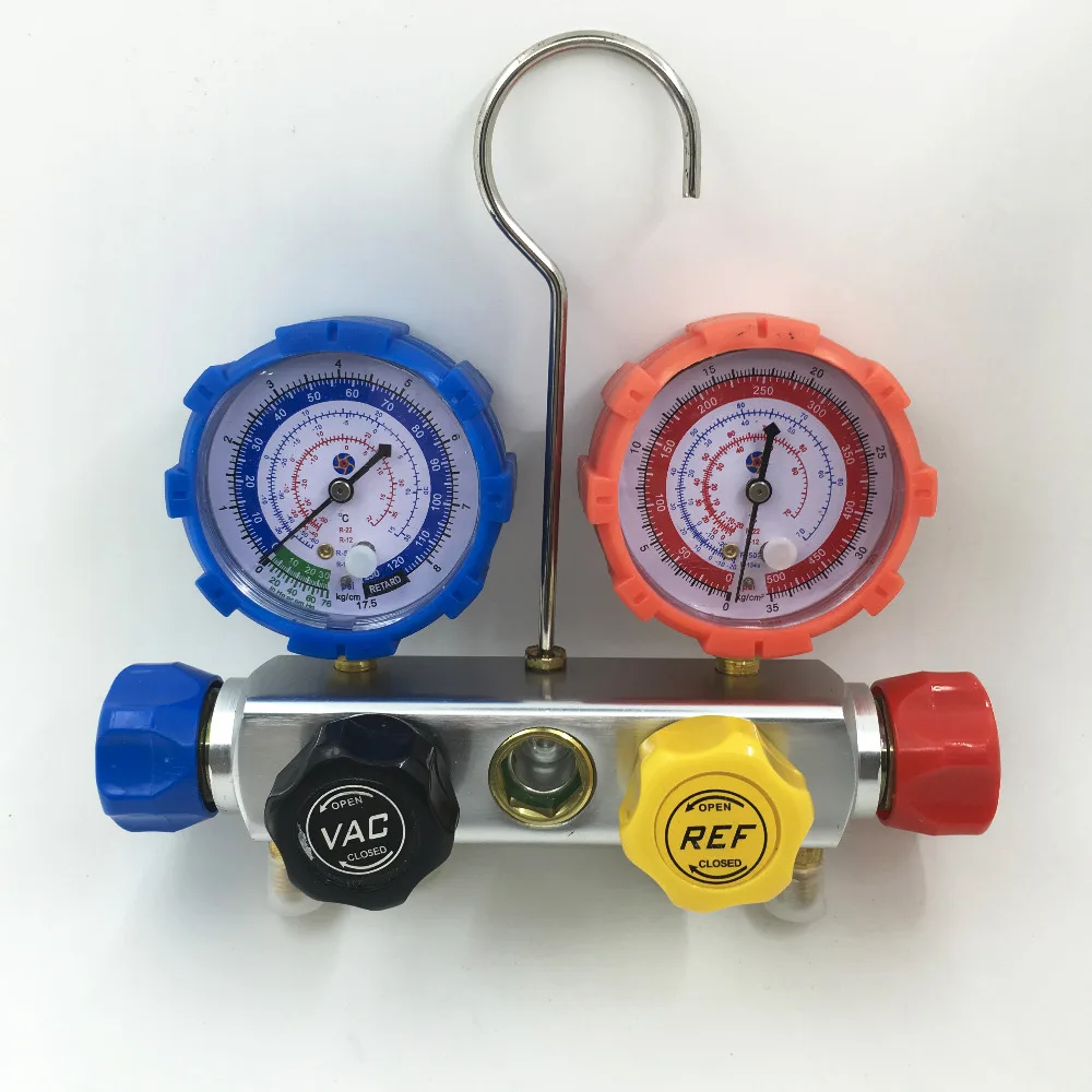 WJA-4S-LTB Dual Table Valve with R134A Diagnostic Dosing Tool Gauges Suit for Refrigerants R12 R22 R502 | Инструменты