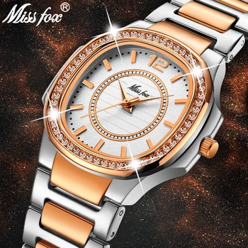 MISSFOX Rose Gold Watch Women Quartz Watches Ladies Top Brand Luxury Stainless Steel Female Wrist Watch Girl Golden Clock Hours missfox rose gold watch women quartz watches ladies top brand luxury stainless steel female wrist watch girl golden clock hours