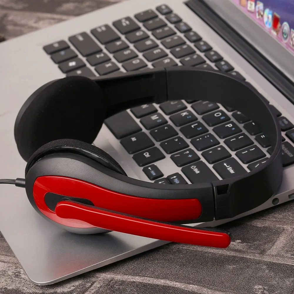 

JM-472 Universal Computer Laptop PC Headphone Ergonomic Design 3.5MM Wired Playing Game Headset Red/Blue