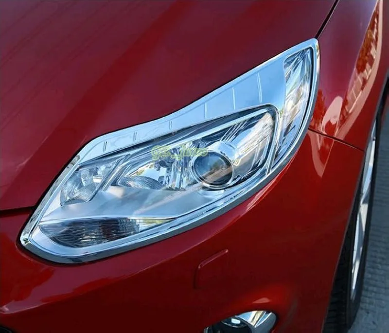 2 шт. Хромированная фара из АБС абажур для лампы с металлическим каркаксом украшения Накладка для Ford Focus 3 2012 2013 автомобильные аксессуары