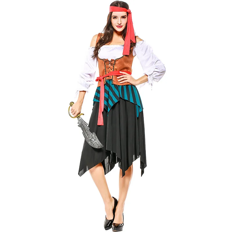 Хэллоуин костюм пирата Для женщин нарядное платье Косплэй Для женщин пиратские обмундирования для карнавала фестиваля представление
