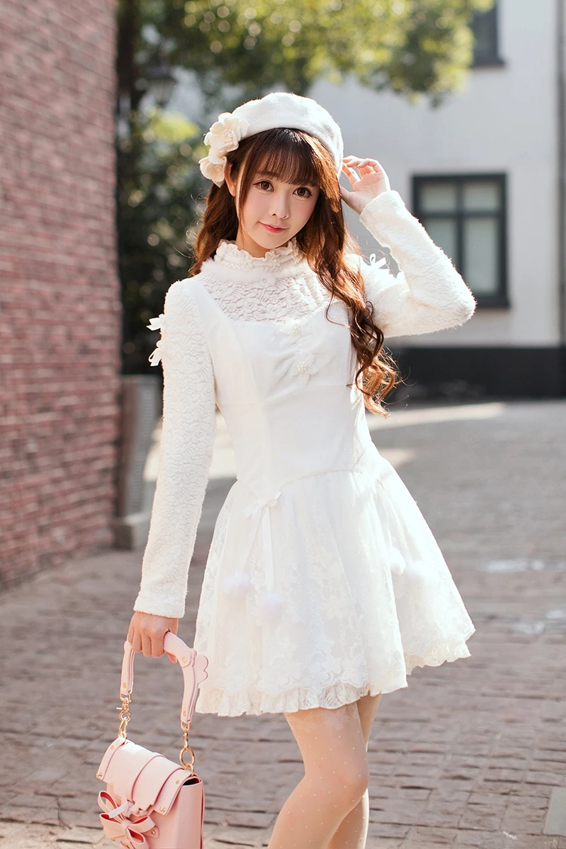 Милое бархатное платье принцессы в стиле «Лолита»; сезон осень-зима; милое платье принцессы с длинными рукавами; C22CD7270