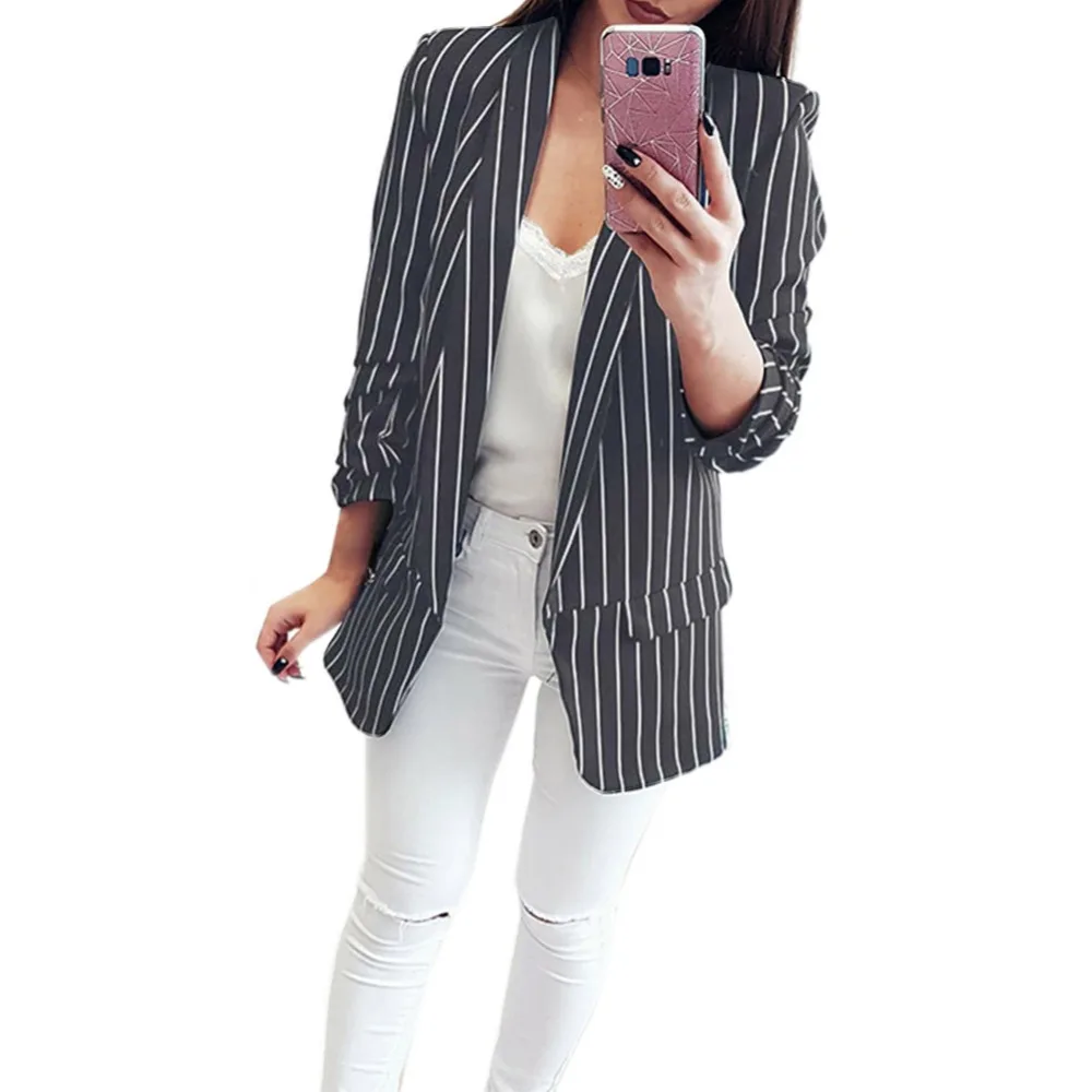 Blazer Women Suit New Casual Black And White Striped Women Blazers and
