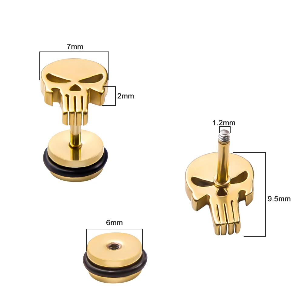 1 пара, рок серьга со скелетом, гвоздики для мужчин, унисекс, женщин, Каратель, Череп, готика, байкер, панк, серьги-гвоздики