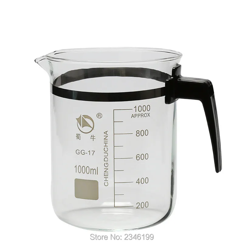 6pcs 1000ML High Quality Clear Glass Beaker With Plastic Handle