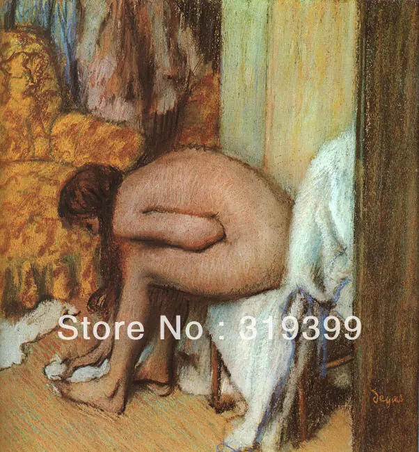 

Oil Painting Reproduction on Linen Canvas,after the bath 1886 by edgar degas,Free DHL Shipping,handmade,Museum Quality
