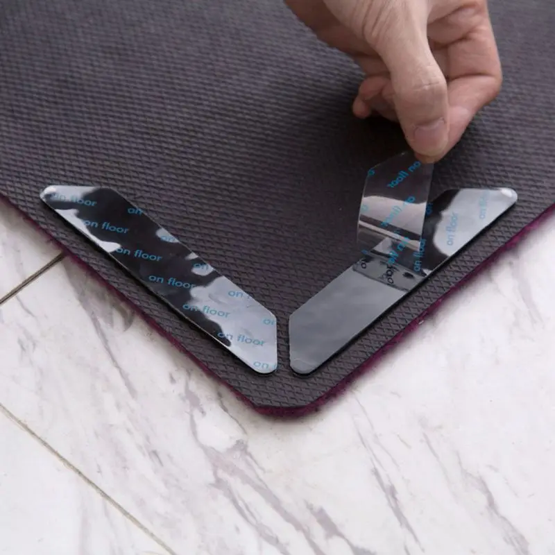 

8pcs Reusable Washable Rug Carpet Mat Grippers Non Slip Tri Sticker Silicone Grip For Home Bath Living Room Pads Anti Slip