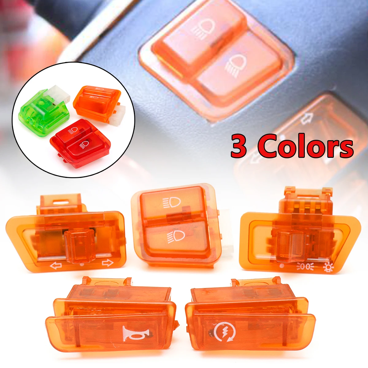 

5pcs/lot Motorcycle Head Light Horn Dimmer Turn Signal Starter Single Switch Button For GY6 50CC 125CC 150CC Moped Scooter