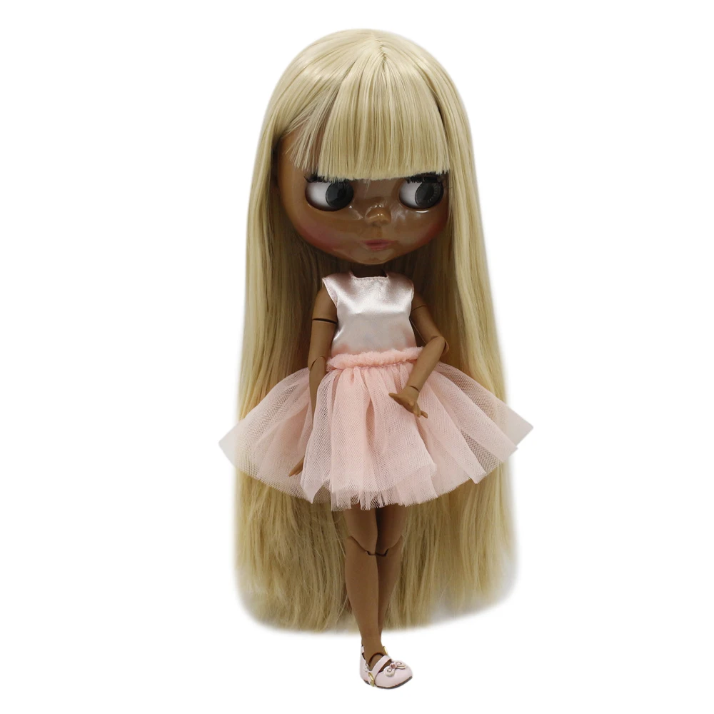 ICY DBS Blyth bjd dolls super black skin tone darkest skin black Wild straight hair joint body 280BL538