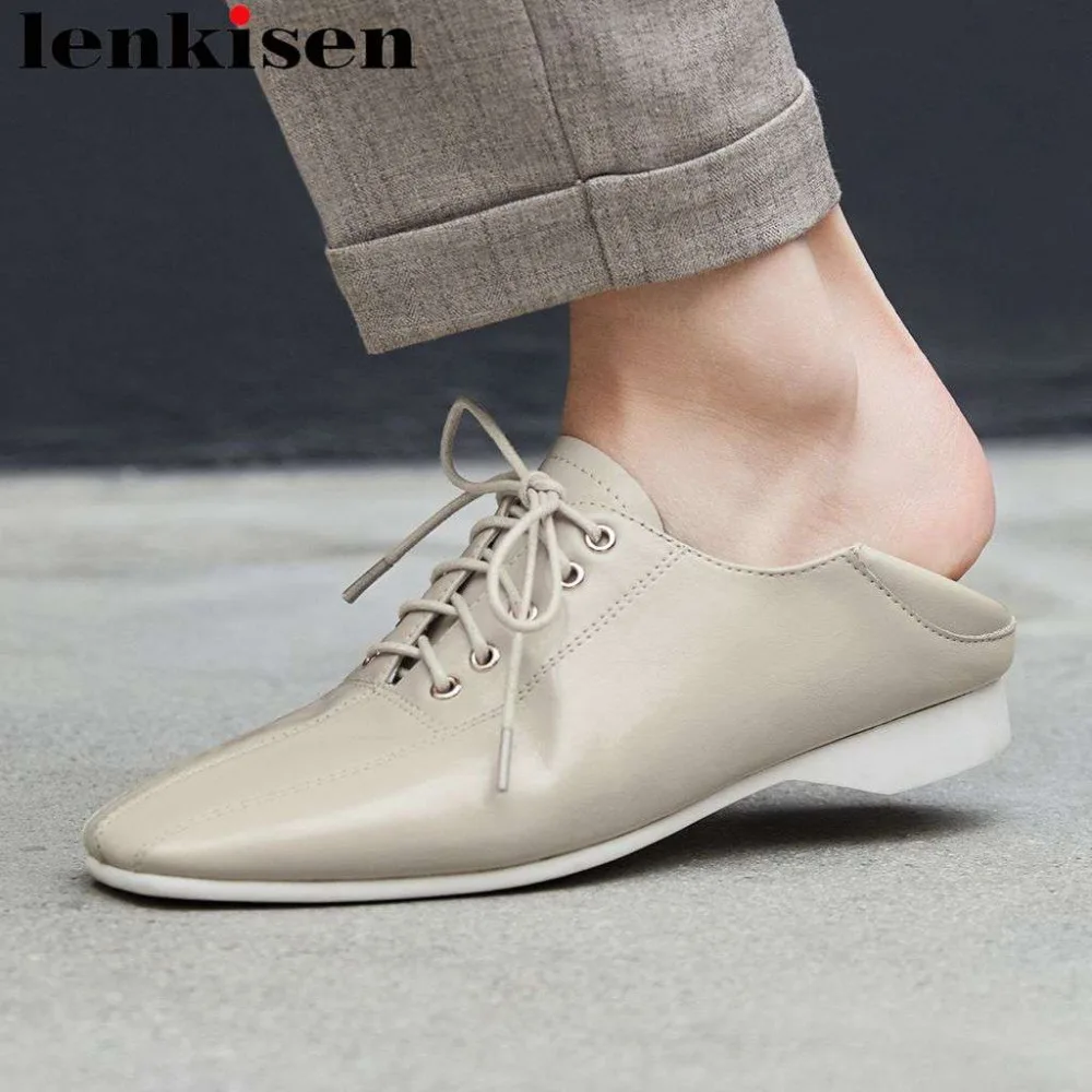 

2019 newest Spring Autumn natural leather low heels riband bowtie retro pumps lazy girls simple British style clubwear shoes L22