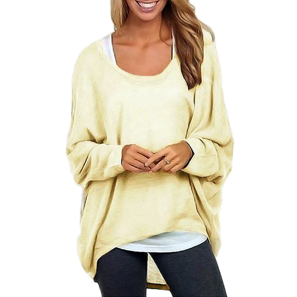 Женская футболка с длинным рукавом летучая мышь свободного покроя|plus size t shirt|women