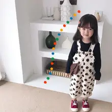 Новые модные комбинезоны в горошек для девочек и мальчиков модные детские штаны из хлопка на осень и весну для детей от 1 до 6 лет PV709