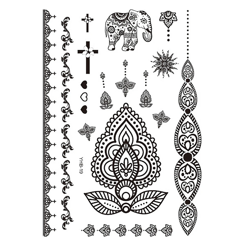 5 Pieces Temporary Animal Tattoo Sticker Owl Butterfly Elephant Crane Design Flower Lace Pendant Tattoo Decal Painless for Women (6)