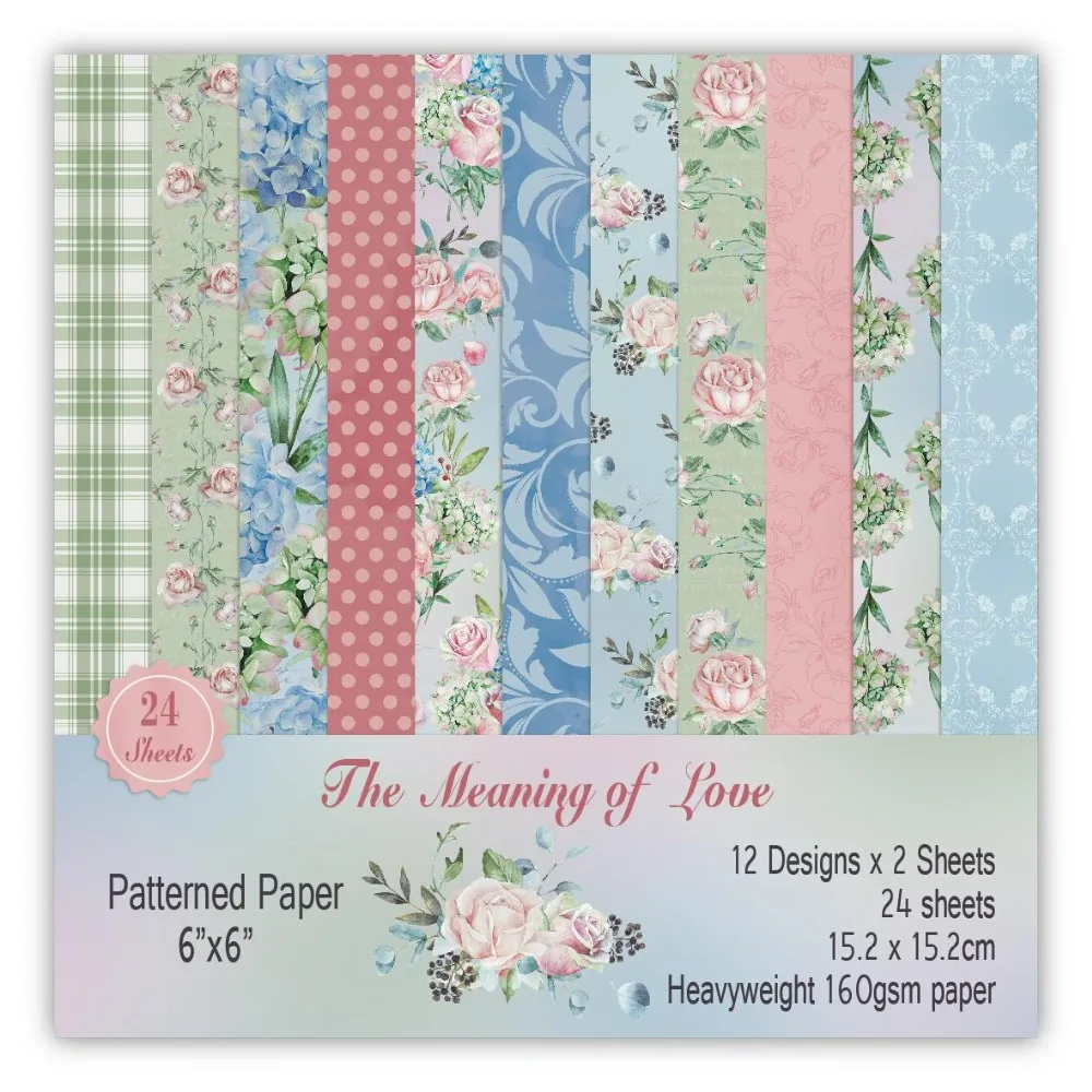 

DIY Meaning of love style Scrapbooking paper pack of 24 sheets handmade craft paper craft Background pad A1634