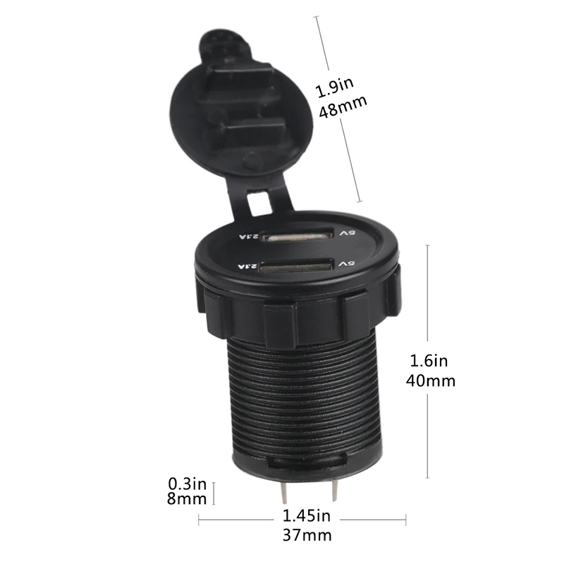  Urbanroad Boat Motorcycle Car USB Charger Socket Voltmeter Cigarette Lighter Car Dual USB Charger A