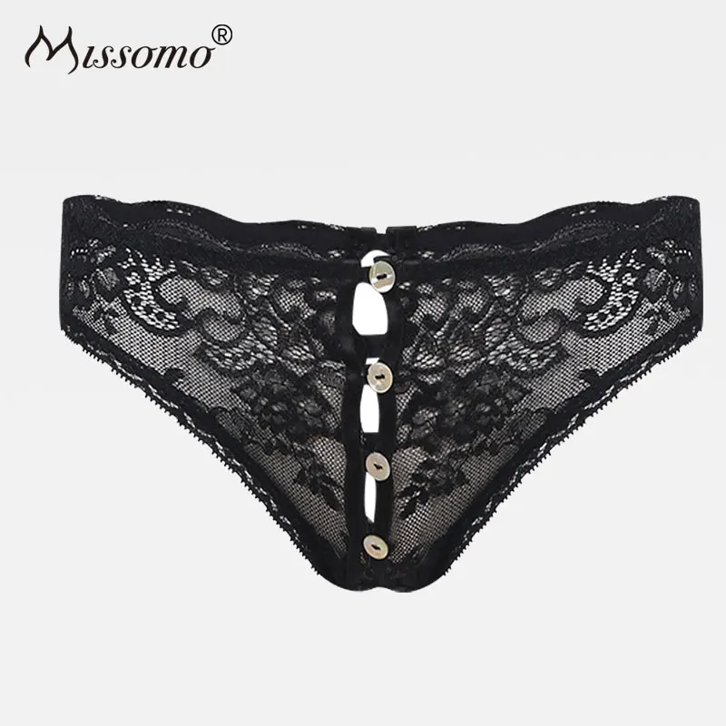 

Missomo V Shape Floral Lace Front Botton Closure Perspective Panty