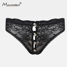 Missomo V Shape Floral Lace Front Botton Closure Perspective Panty 