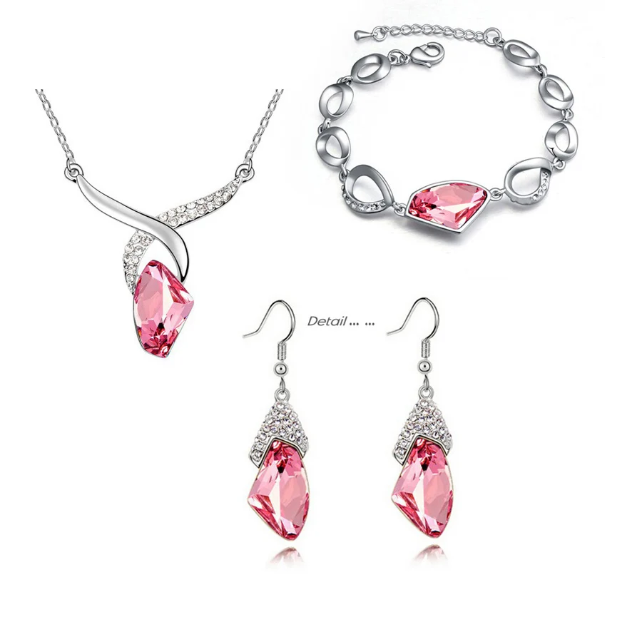 6 Colors New Arrival Silver Plated Big Shape Fashion Costume Jewelry Sets for Women Necklace