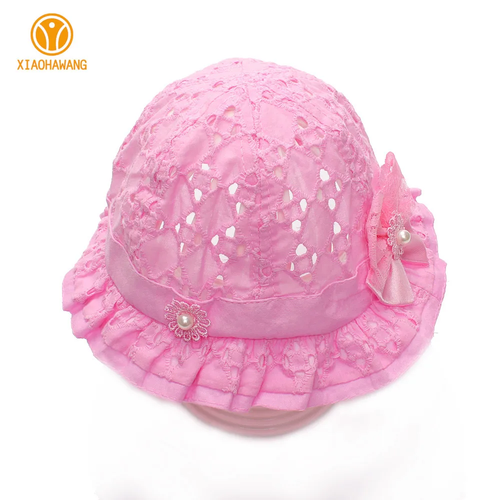 Hollow Bow Baby Girls Caps Cotton Girls Sun Cap Floral Embroidered Fisherm Hats Spring Summer Baby Bucket Hats Girls Accessories (11)