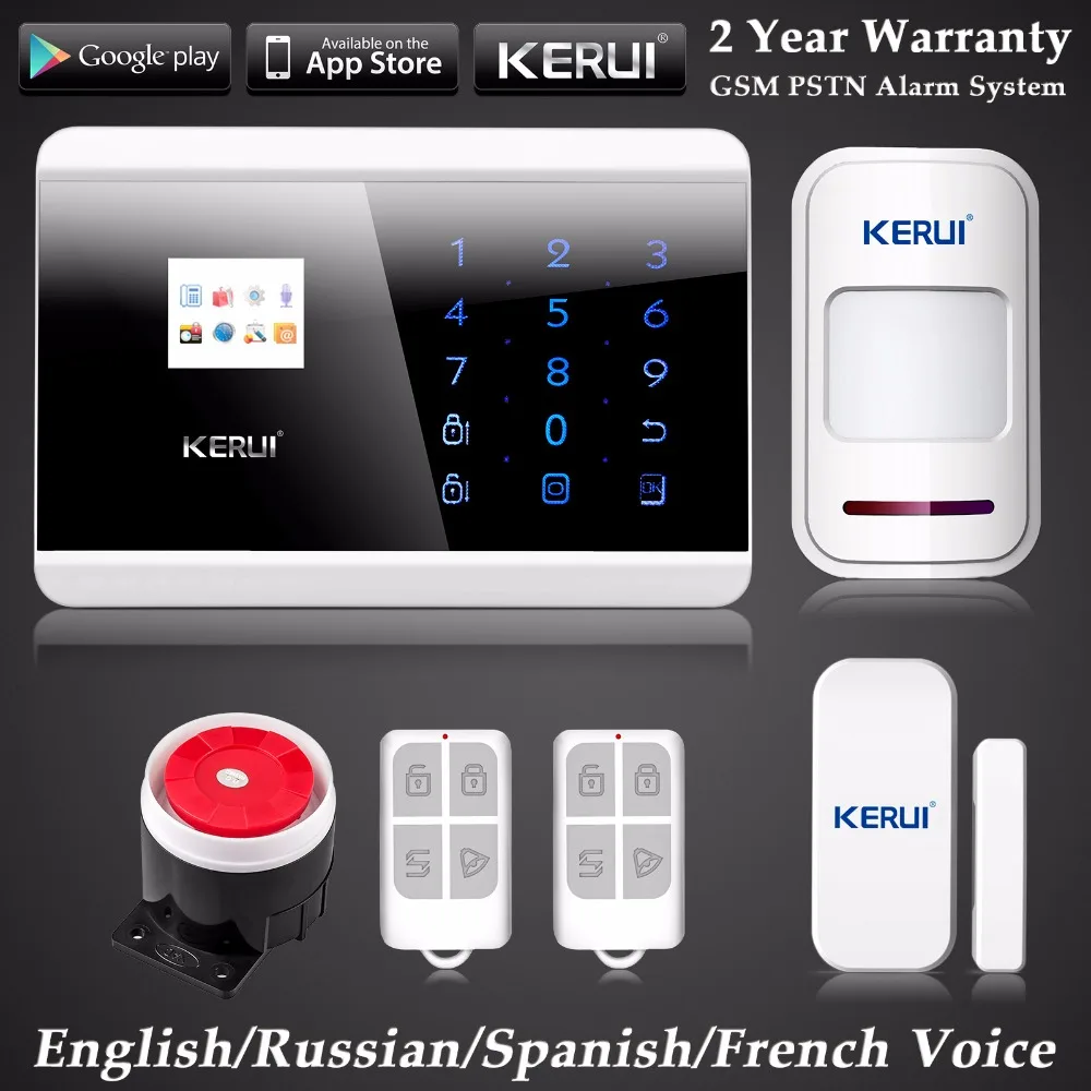 KERUI английская/Русская/французская/испанская Голосовая GSM PSTN двойная сетевая
