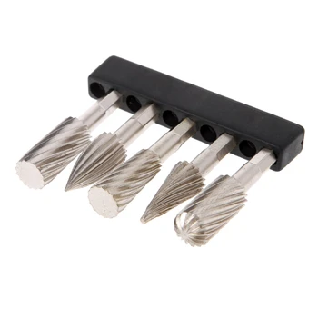 

1/4 Inch(6.35Mm)Carbide Burrs Rotary File 5Pcs Rotary Rasp Cutter Files Shank Tool Power Tools Woodworking Rasp Chisel Shaped Ro
