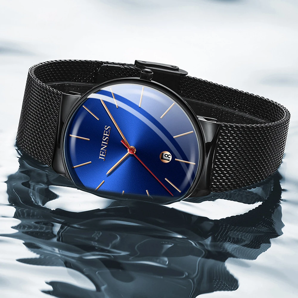 Montre Homme 2020 Модные Бизнес кварцевые наручные часы для мужчин JENISES стальные с
