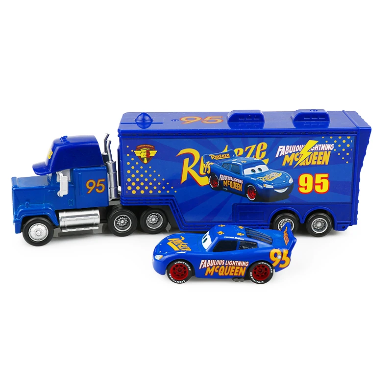 Дисней Pixar Cars 3 2 шт. сказочный с Lightning McQueen контейнер для грузовика 1:55 литой под