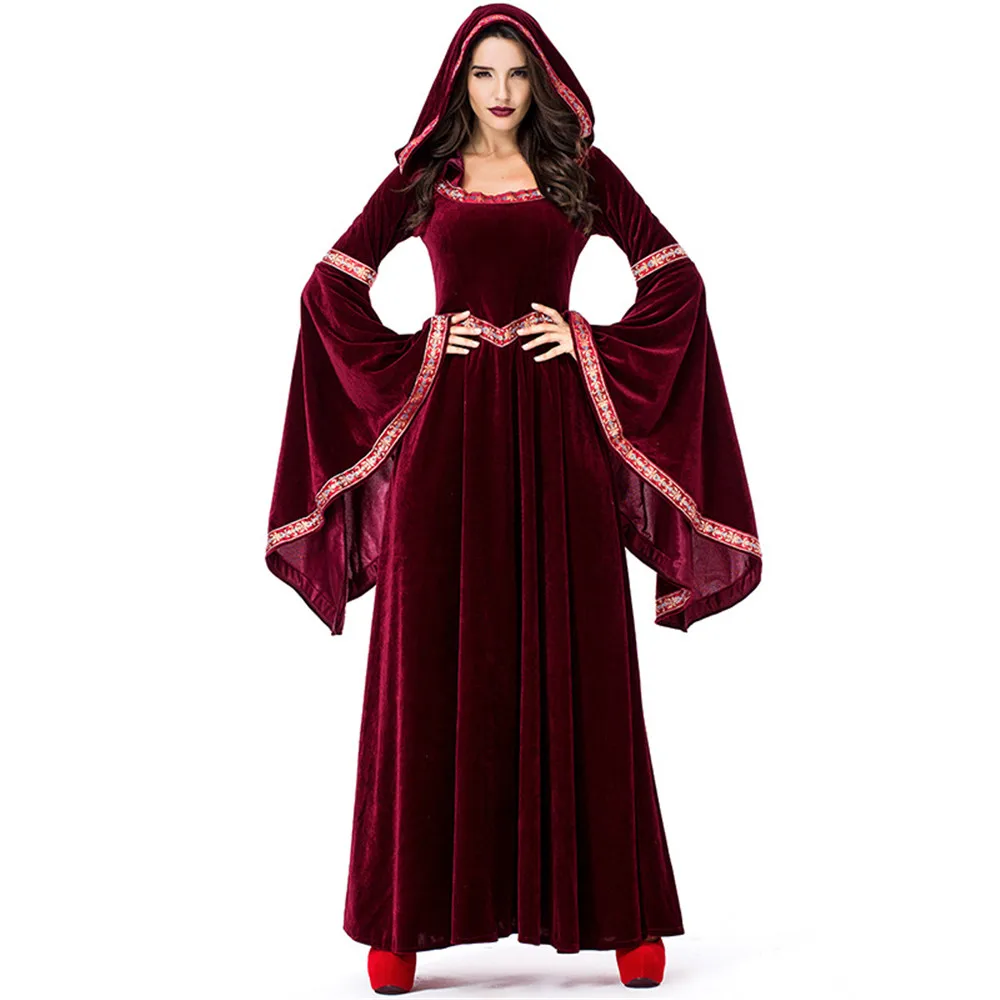 Red Medieval Renaissance Evening Party Dresses for Women - Halloween Vampire Wizard Fancy Cosplay Costume image 3