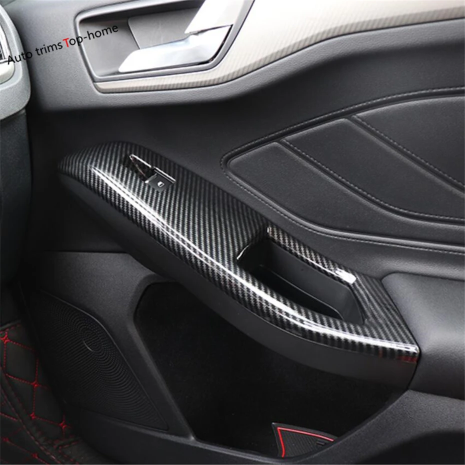

Yimaautotrims Inner Door Armrest Window Lift Button Cover Trim Fit For Ford Focus 2019 Matt Carbon Fiber Look Interior Mouldings