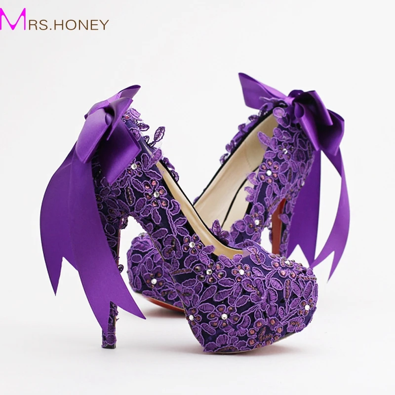 purple lace heels