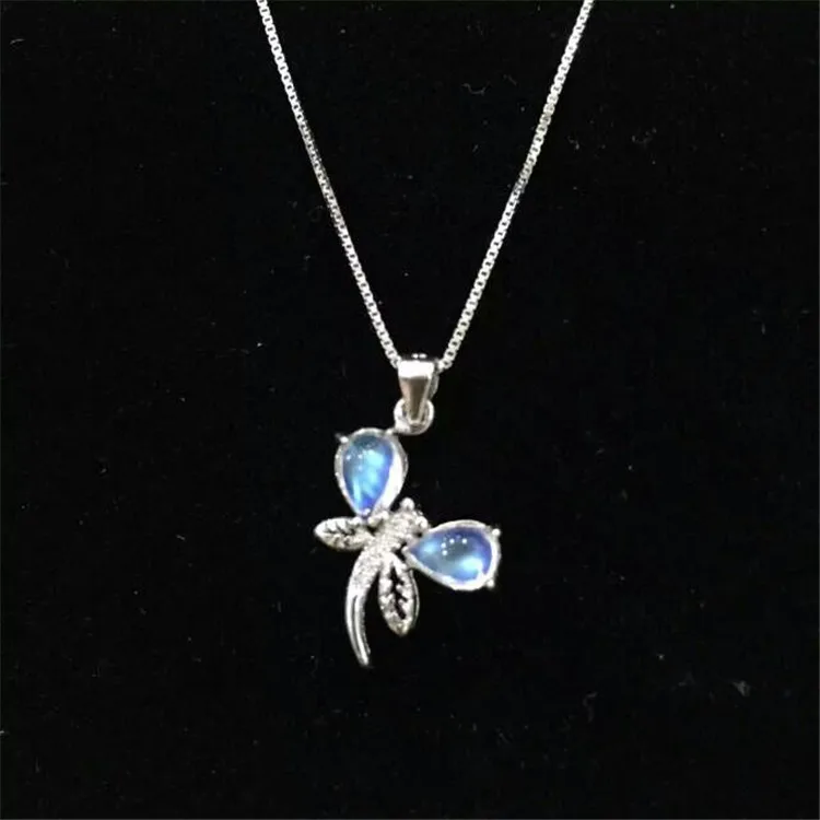 KJJEAXCMY boutique jewels кулон в виде стрекозы из чистого серебра 925 пробы с лунным камнем +