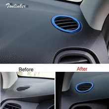 Tonlinker Чехол-наклейка для KIA RIO K2-18, автомобильный Стайлинг, 2 шт., нержавеющая сталь, центральная консоль, маленькая крышка на выходе, наклейка